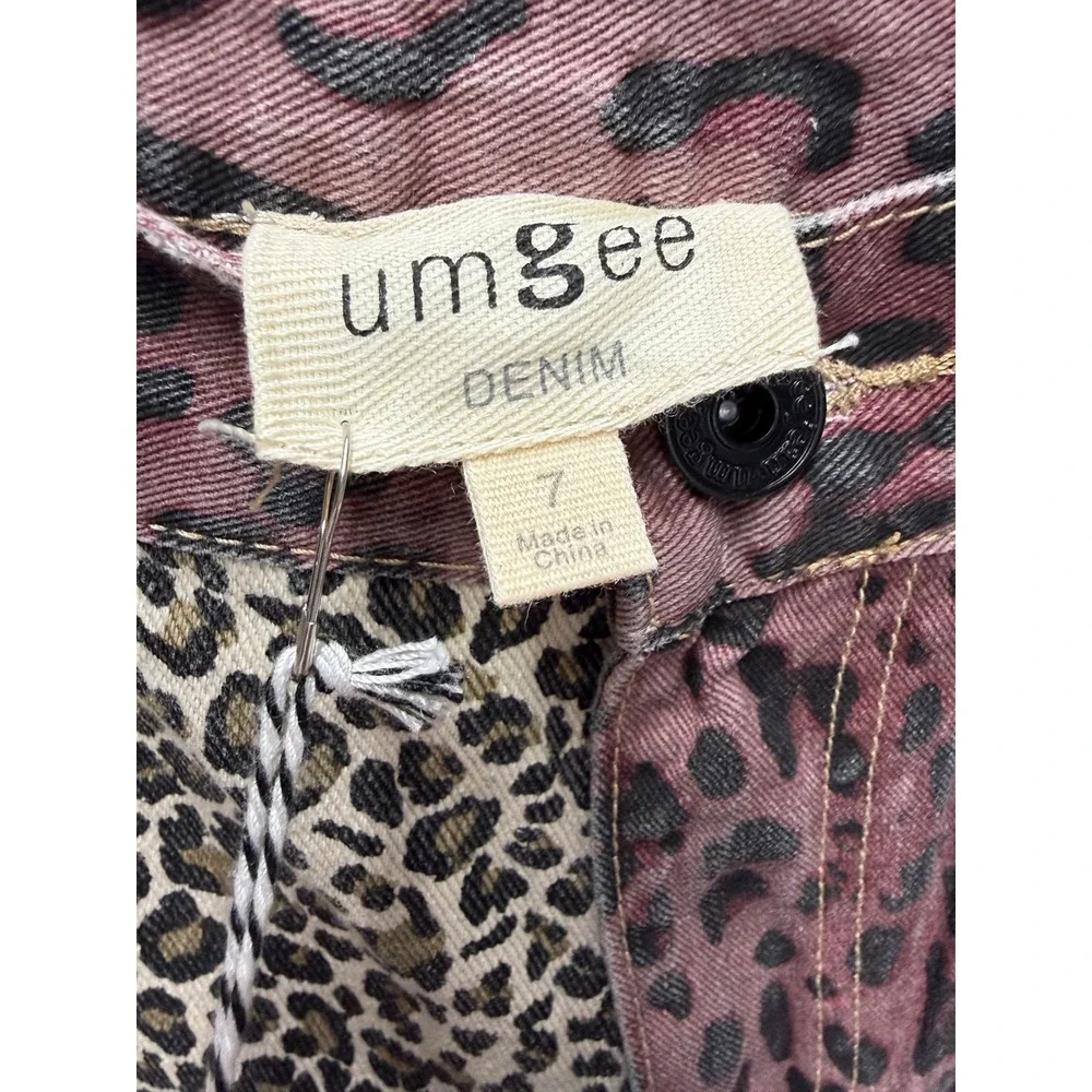 Umgee Denim Women Animal Print Colorblock Shorts Pink Purple Leopard Cheetah 7